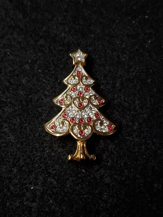 Christmas Tree Red Ornament Swarovski Crystal 1.7… - image 1