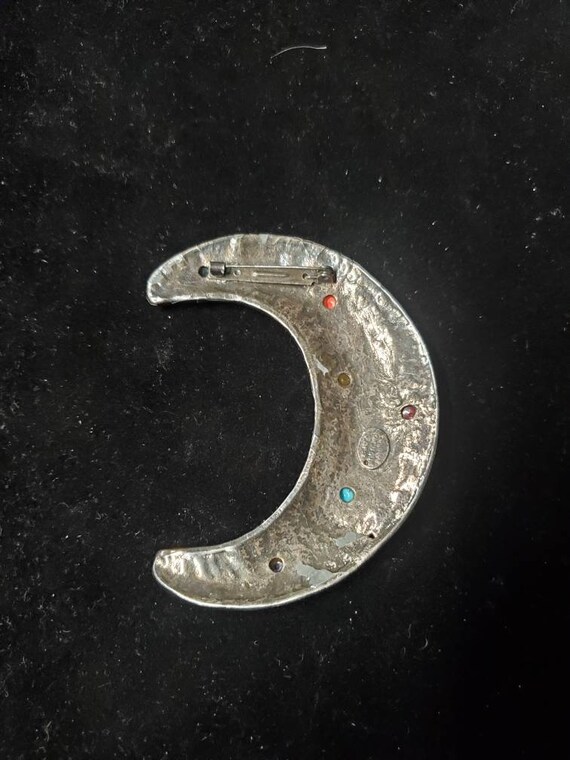 Eduard Rambaud Moon Brooch Slight Peeling 3.5" (E… - image 2