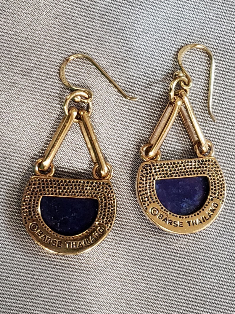 Barse Thailand Lapis Lazuli 1 78w Pendant 78w Earrings Vintage Goldtone eB1