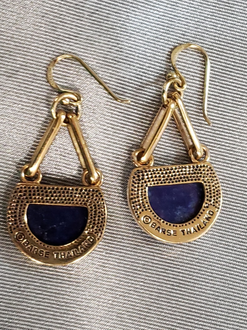Barse Thailand Lapis Lazuli 1 78w Pendant 78w Earrings Vintage Goldtone eB1