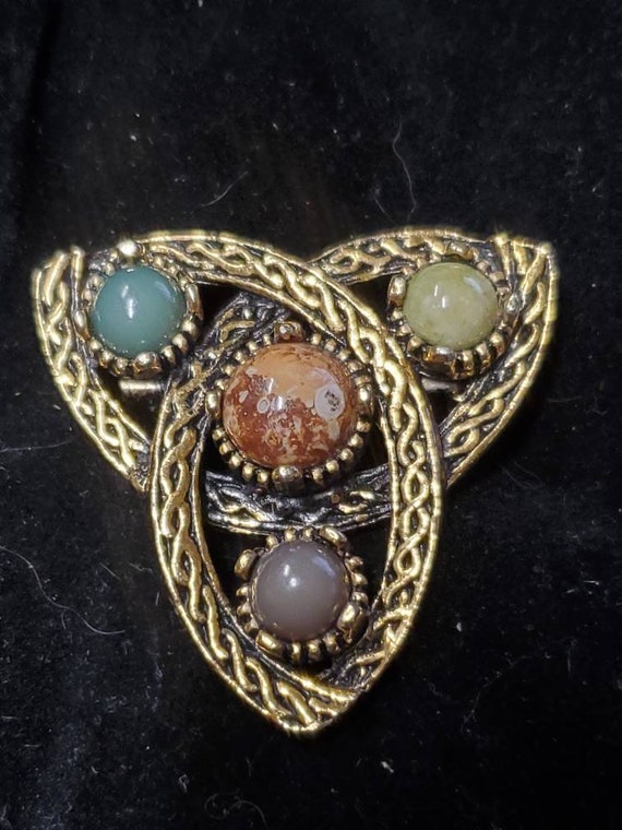 2 CELTIC TRINITY KNOT PINS SOLVAR Ireland Silvertone … Gem