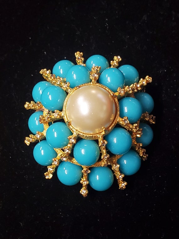 KENNETH JAY LANE K.J.L. 1960’S Faux Turquoise Pea… - image 1