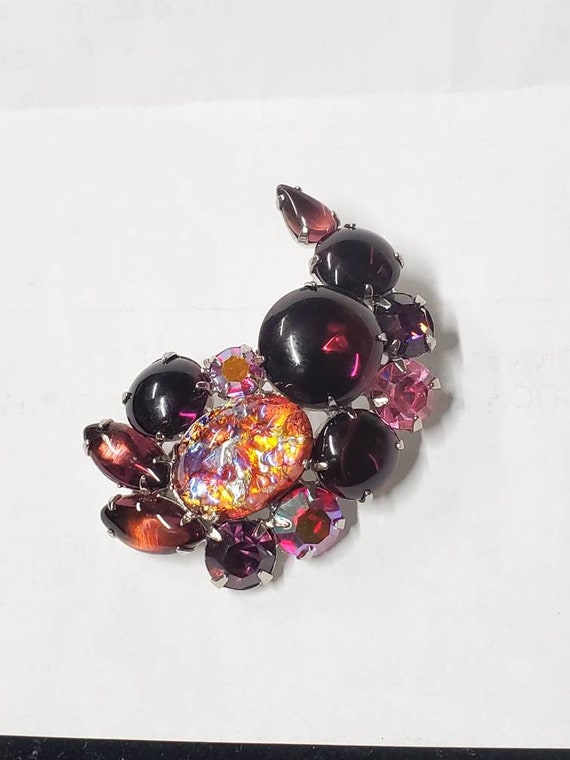 Weiss Dragons Breath Glass Opal Purple Pink Brooc… - image 1