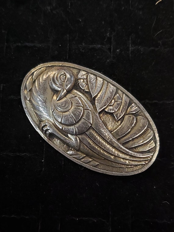 G. Cini Art Deco 2.75 Sterling Silver Bird Pheasa… - image 1