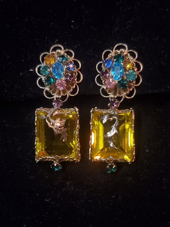 Early Yellow Drop Kafin Earrings 2" (Re1) - image 1