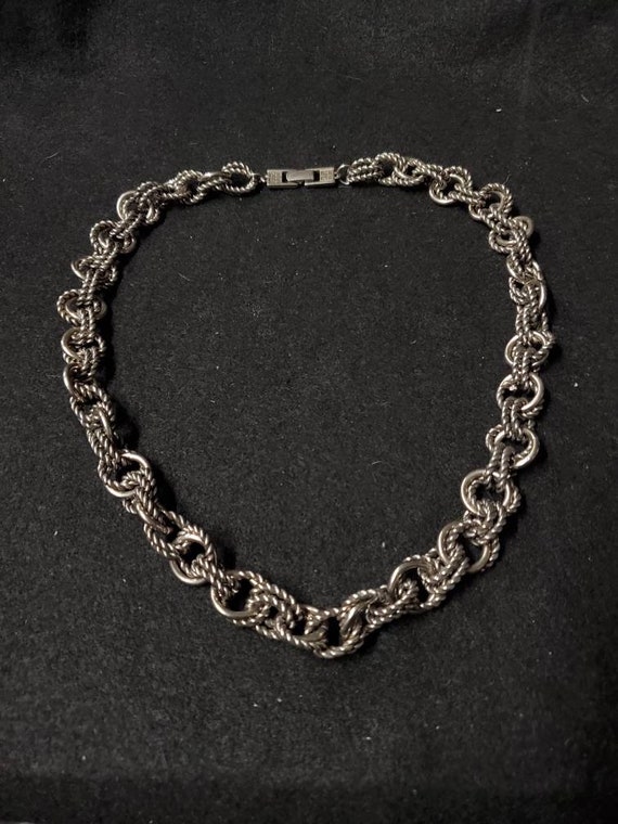 Givenchy Heavy Silvertone Link Necklace Chain 22" 