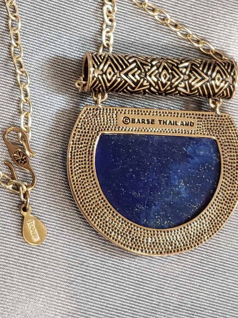 Barse Thailand Lapis Lazuli 1 78w Pendant 78w Earrings Vintage Goldtone eB1