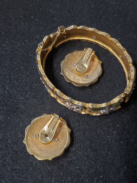DiNicola Rhinestone Fleur-de-lis earrings and Bra… - image 2