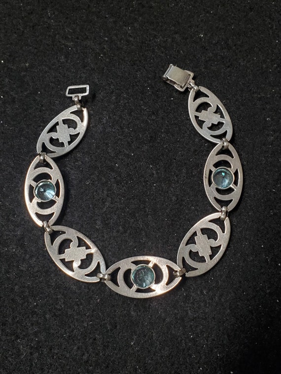 Art Deco Special Cambodian Blue Zircon Sterling B… - image 2