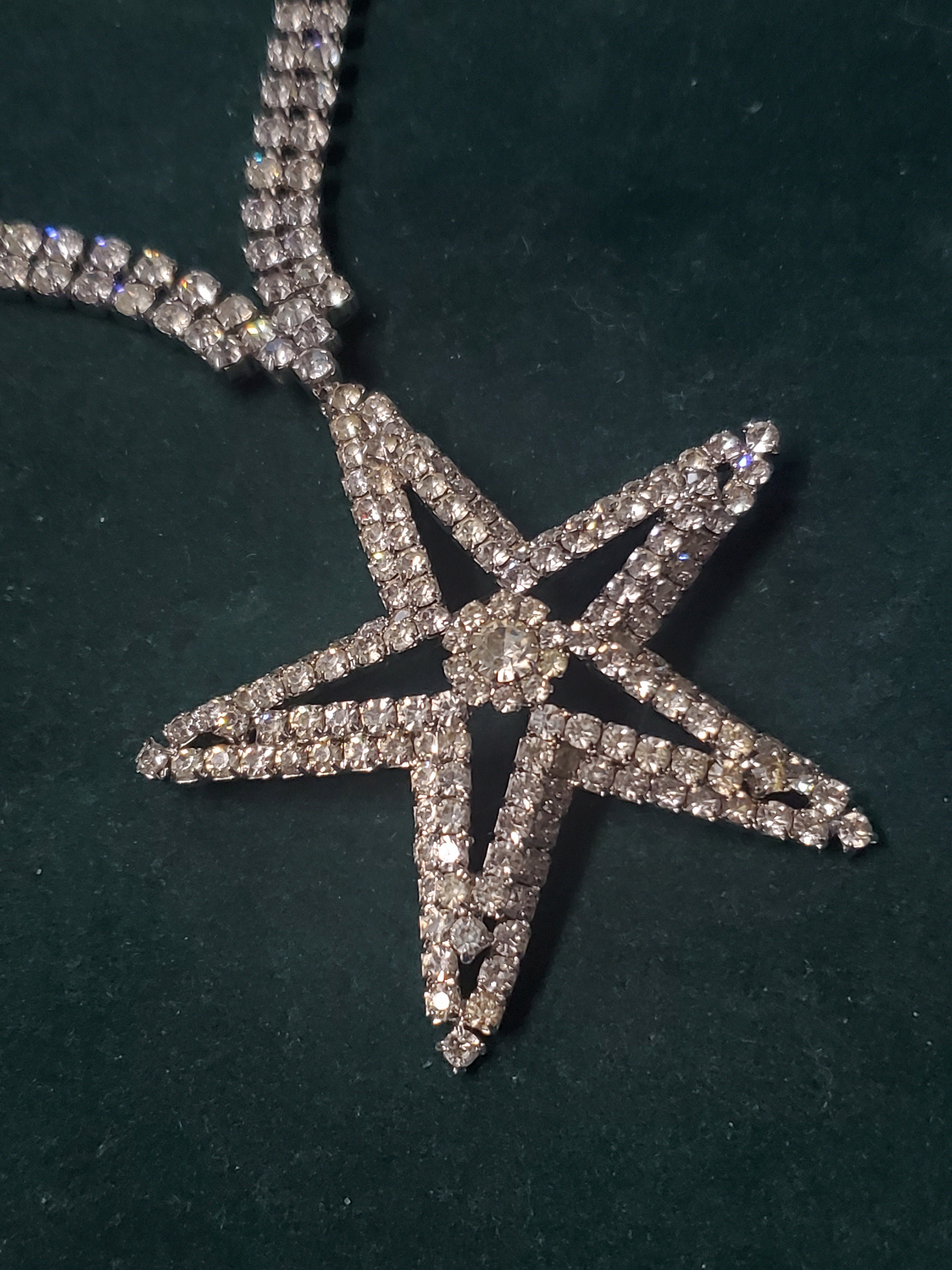 Chanel Rare Gunmetal Star Multi Color Stone Faux Pearl Necklace