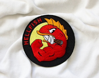 Flying Hellfish Iron-on Patch