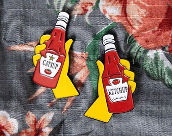 Ketchup? Catsup? Enamel Pin Set