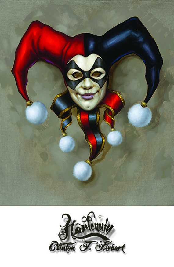 Abierto gastos generales Nos vemos mañana Harley Quinn Máscara Pintura al óleo Impresión Harley - Etsy España