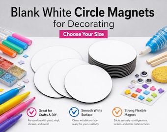 Imanes circulares blancos en blanco para decorar a tu gusto