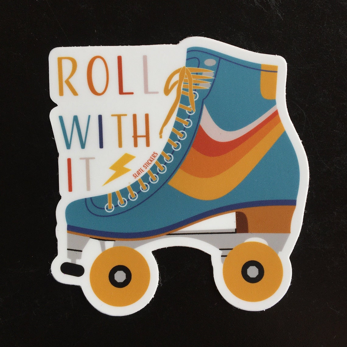 ROLL WITH IT // roller skating sticker / cute stickers / gift Etsy