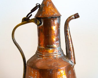 Turkish Ottoman Islamic Persian 14 inch Copper Jug Pitcher Water Ewer antique