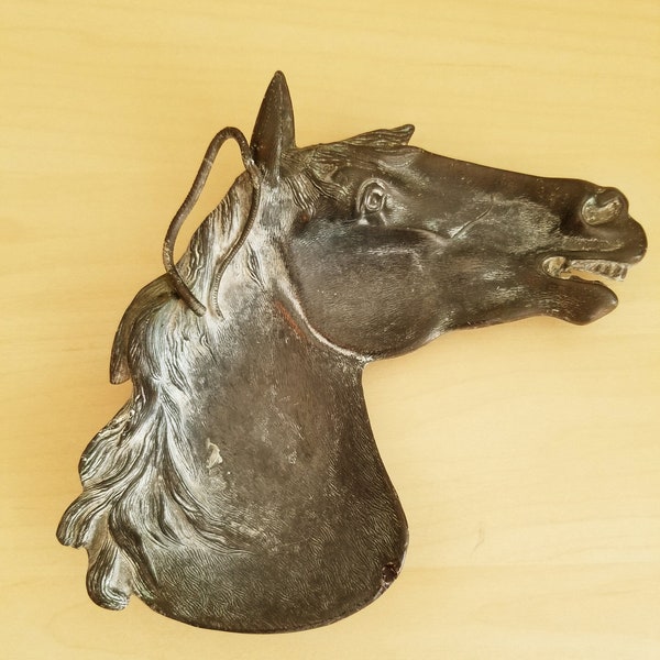 Spelter Vide Poche Horse Head Dish vintage