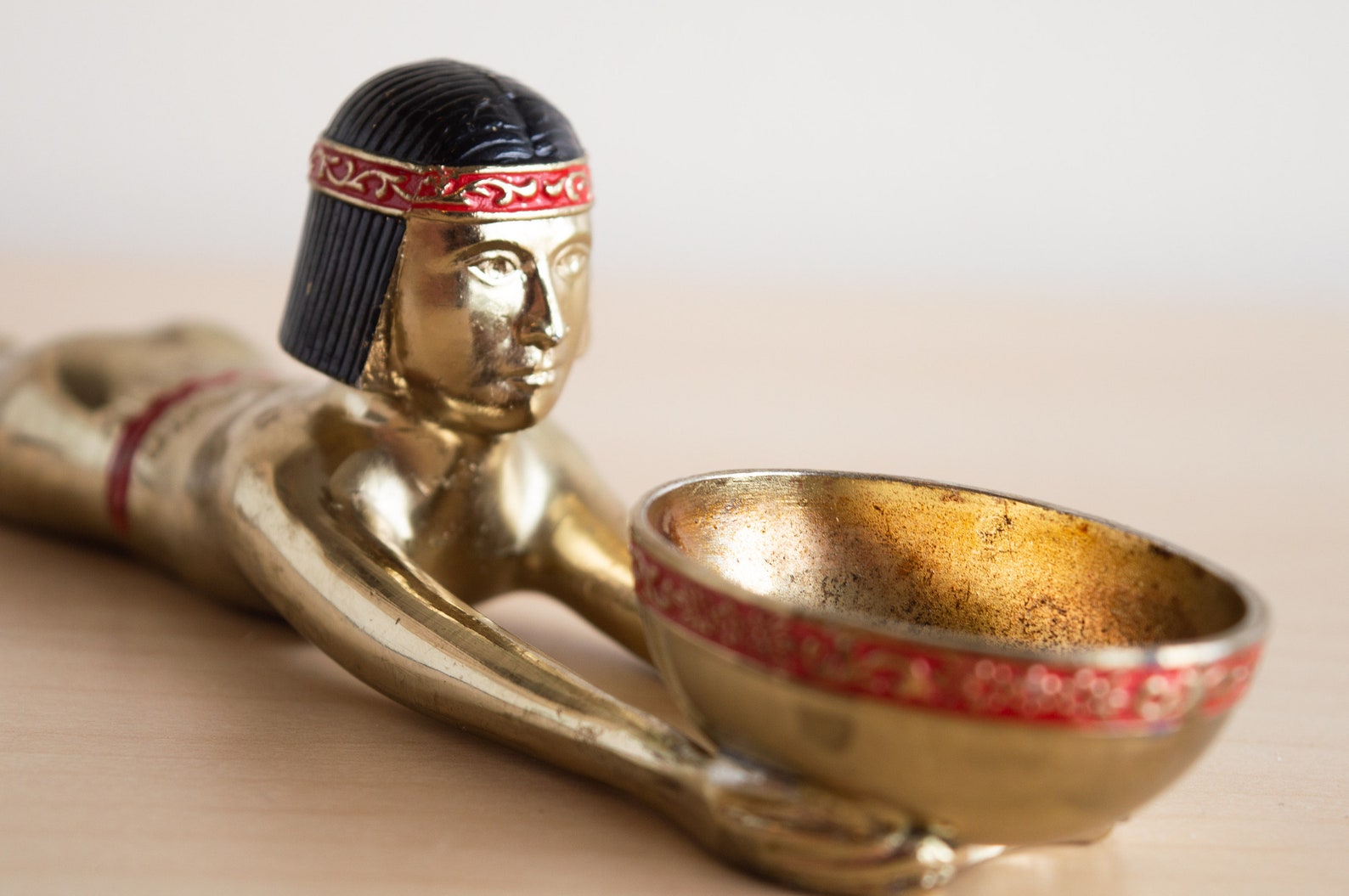 Egyptian figure incense burner with lid vintage Etsy