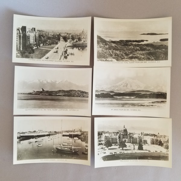 2 Sets Photograph Snapshot 1930s Canadian Pacific Rockie Mountain Scenes  Victoria BC Scenes