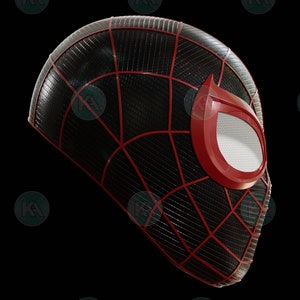 May include: A red and black Spider-Man mask with a white mesh eye piece. The mask is made of a textured material and has a web design.