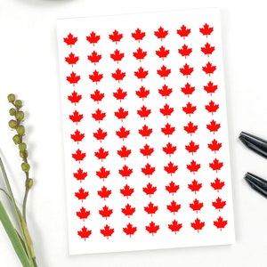 Feuille d'autocollants Feuille d'érable | Feuille de 6 x 8 po. | 0,5" | 1" | Décalcomanie en vinyle | Autocollants pour petites entreprises Produit du Canada | Autocollants fabriqués au Canada