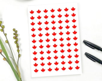 Maple Leaf Sticker Sheet | 6&quot; x 8&quot; Sheet | 0.5&quot; | 1&quot; | Vinyl Decal | Product of Canada Small Business Stickers | Made in Canada Stickers