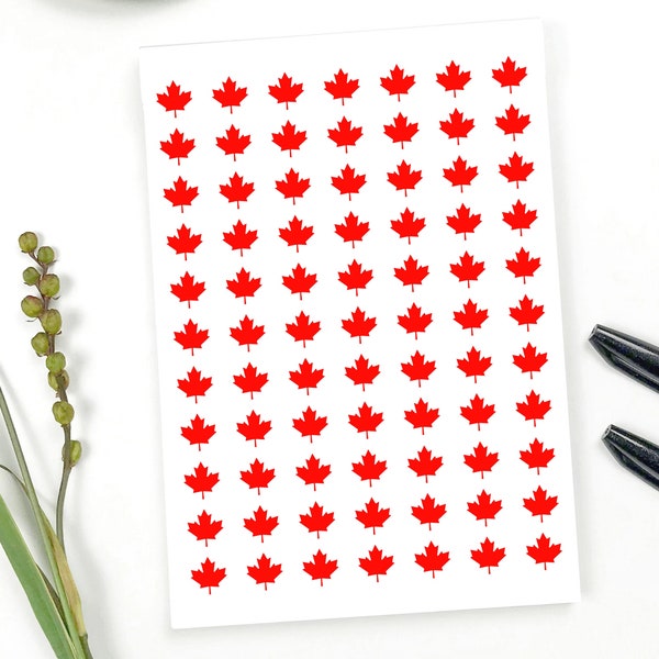 Maple Leaf Sticker Sheet | 6" x 8" Sheet | 0.5" | 1" | Vinyl Decal | Scrapbooking | Hydroflask Stickers | Stickers for Teachers | Canada Day