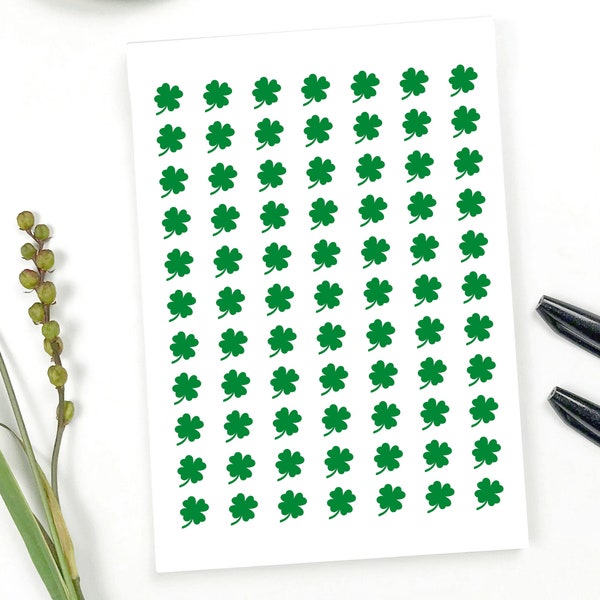 Green Shamrock Sticker Sheet | 6" x 8" Sheet | 0.5" | 1" | Vinyl Decal | Scrapbooking | Stickers for Teachers | Clovers | St. Patrick's Day