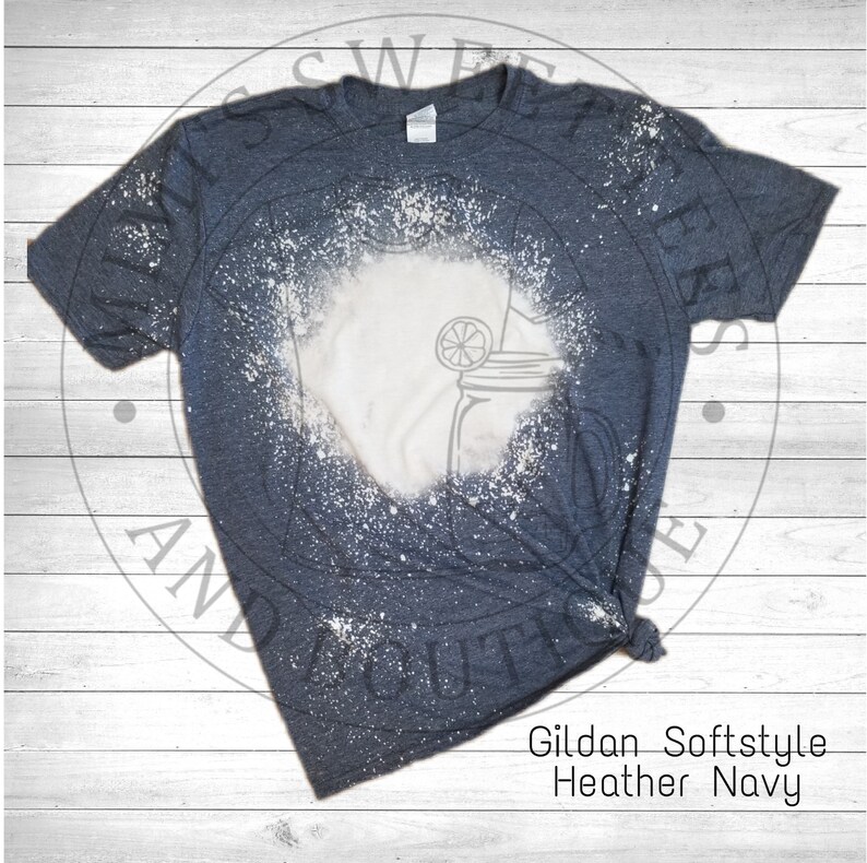 Download Gildan soft-style Heather Navy mock-up flat lay bleached ...