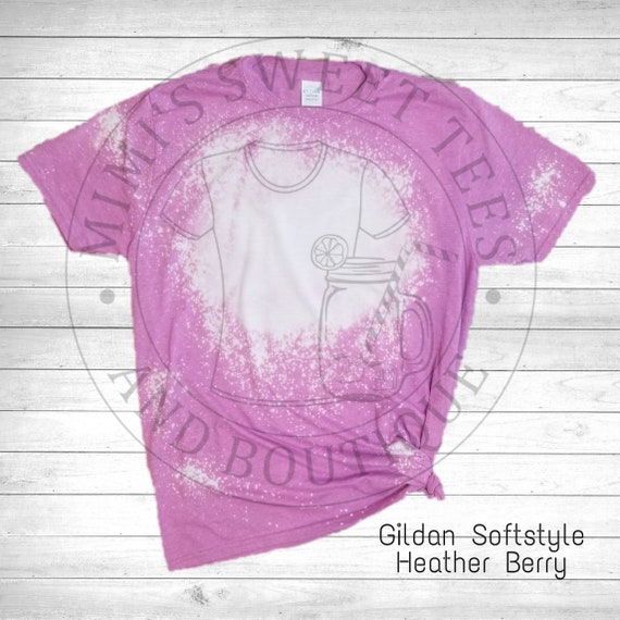 Download Gildan Soft Style Heather Berry Mockup Flat Lay Bleached Etsy