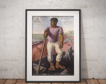 Coffee Agricultural Worker by Candido Portinari Print Wall Art - Stretched Canvas - Brazil Painting Decor - History Classroom Gift HS1311