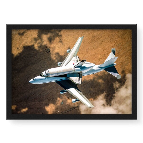 Photo Print 'Space Shuttle in Flight' Wall Decor - Stretched Canvas - Boy's Room Print Wall Art - NASA Classroom or Office Decor HS2062