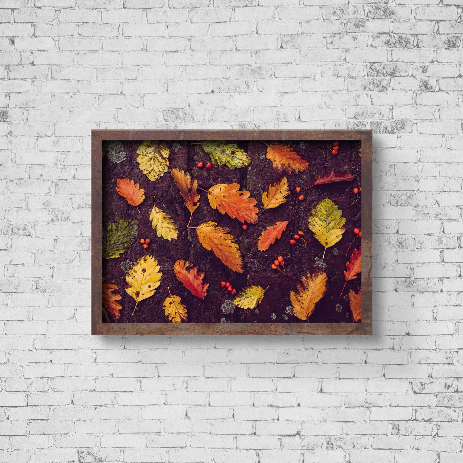 Autumn Leaves Print Wall Art Stretched Canvas Fall Decor Etsy