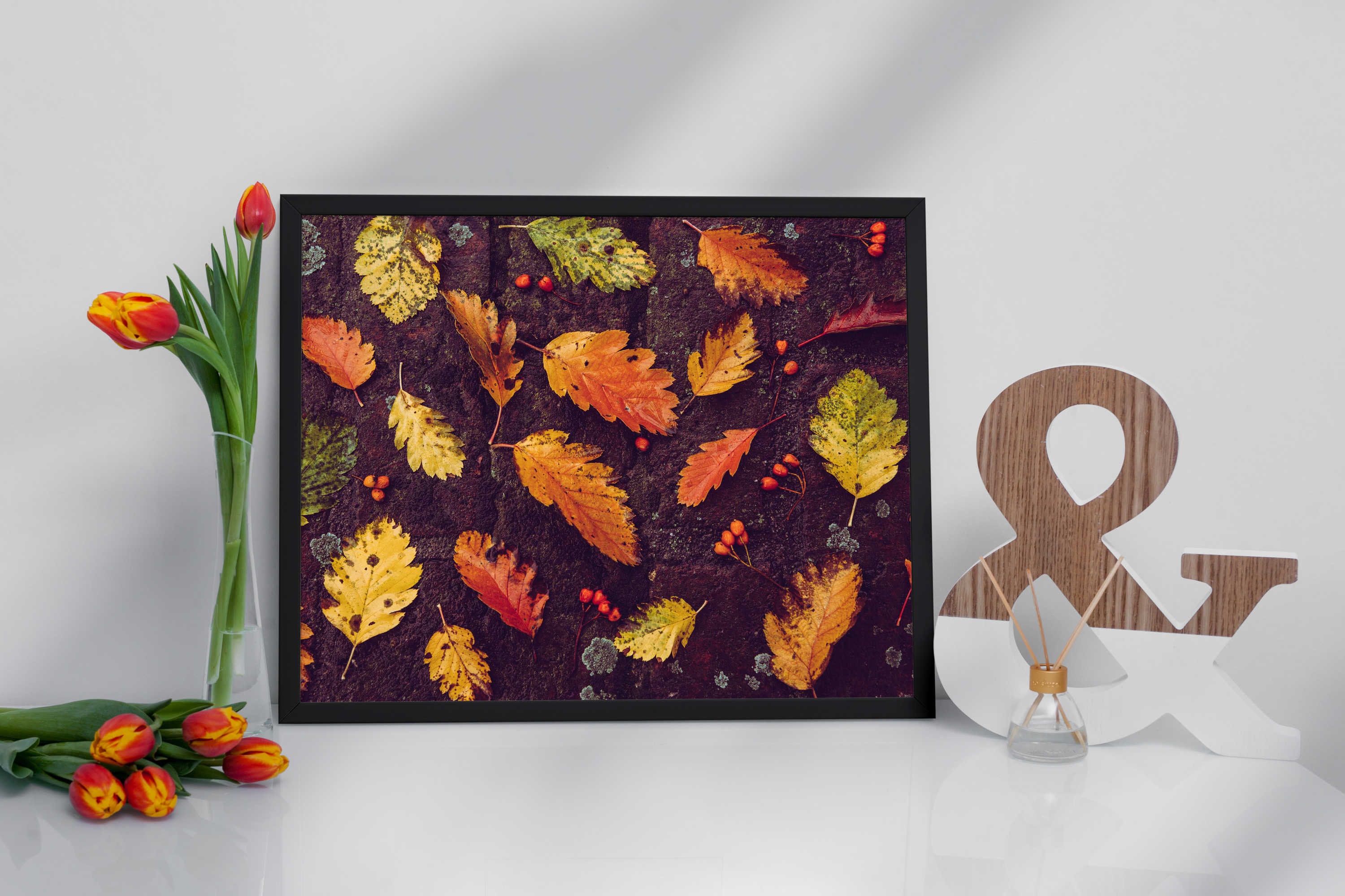 Autumn Leaves Print Wall Art Stretched Canvas Fall Decor | Etsy