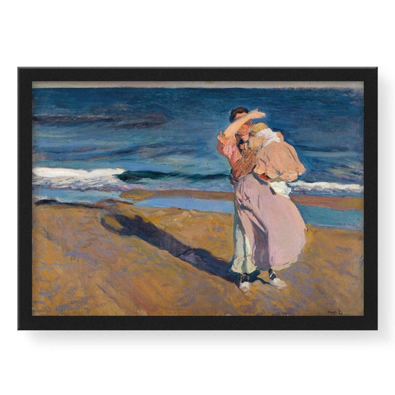 Fine Art 'fisherwoman With Her Son' by Joaquin Sorolla Stretched