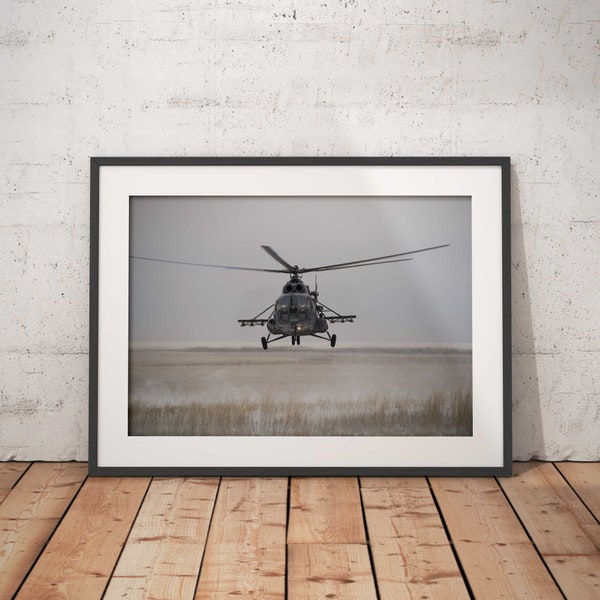 Photo Print 'Helicopter Incoming' Wall Decor - Stretched Canvas - Boy's Room - Man's Gift - Classroom or Office Decor HS2062