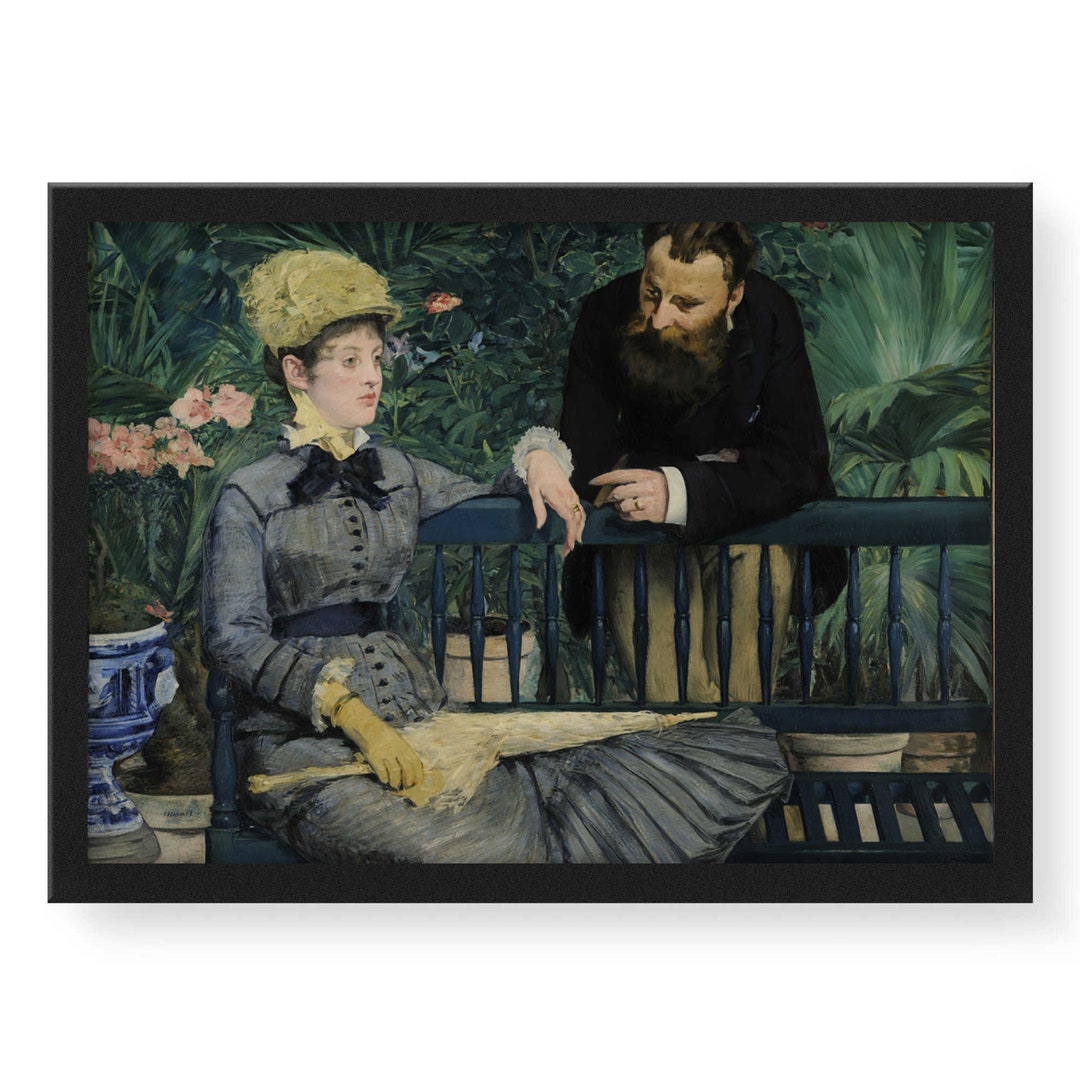 edouard-manet-in-the-conservatory-print-wall-art-stretched-etsy