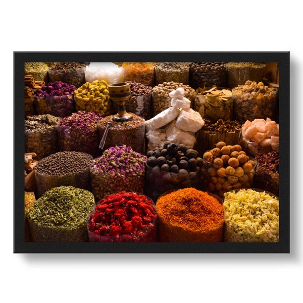 Spice Shop Photo Print Wall Art - Stretched Canvas - Spices Print Photo - Cooking Spices Art - Culinary Spices Poster - Chef's Art HS1092