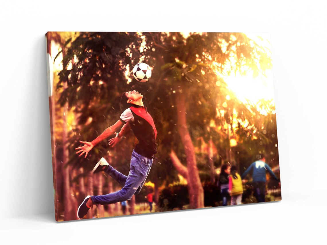 Soccer Photo Framed Wall Art Football Stretched Canvas Etsy