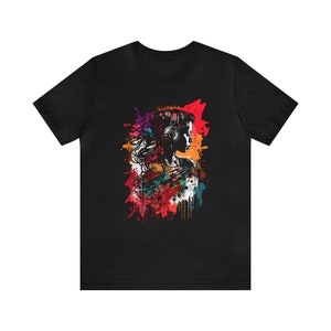 Girl With Headphones Colorful Vibrant Music T-shirt Gift For Her And For Him
