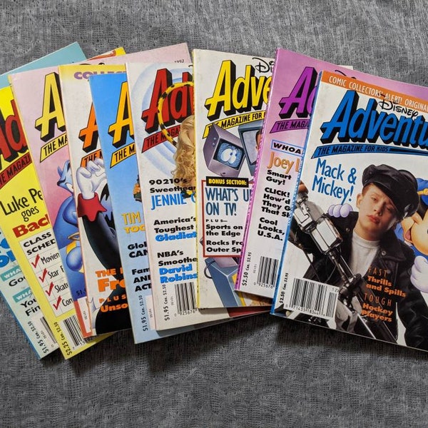 Vintage Disney Adventures Magazines 1992-1993; Joey Lawrence, Macaulay Culkin, Cindy Crawford, Tim Allen, 90210, Luke Perry, Will Smith