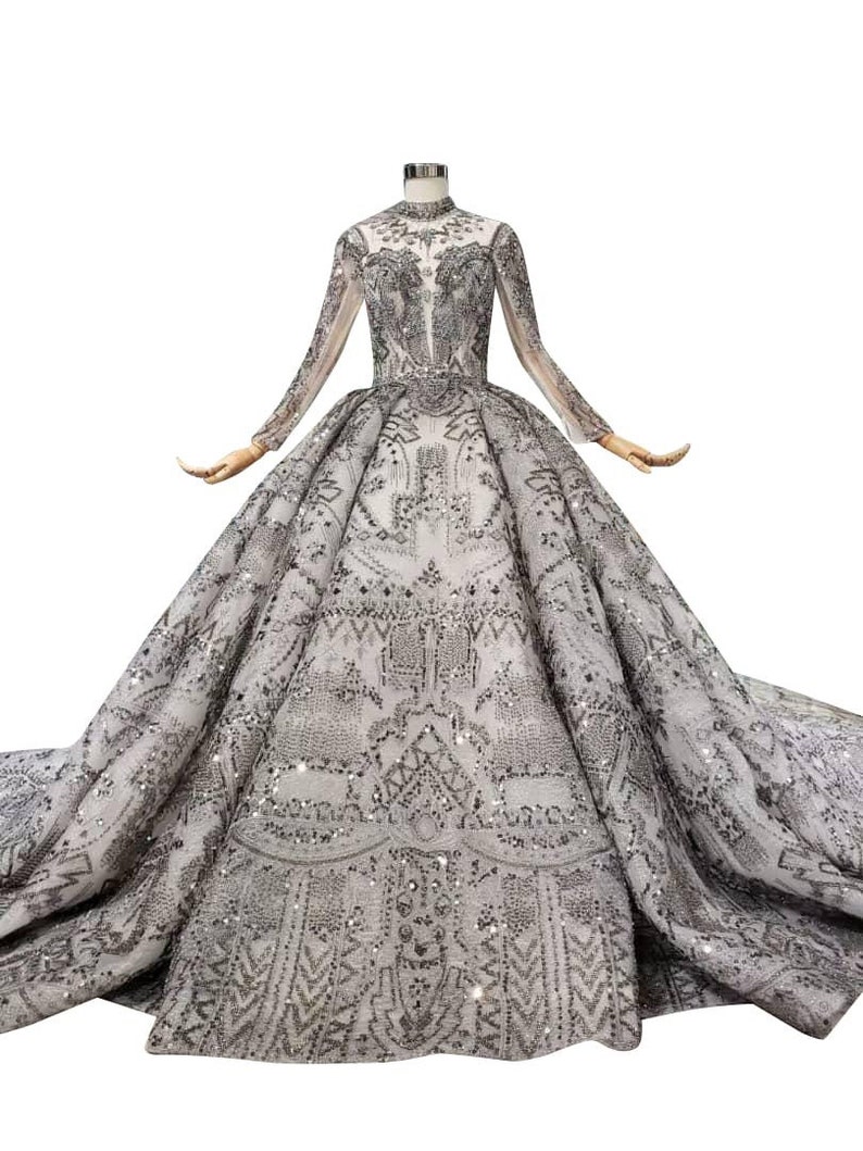 silver gray gown design
