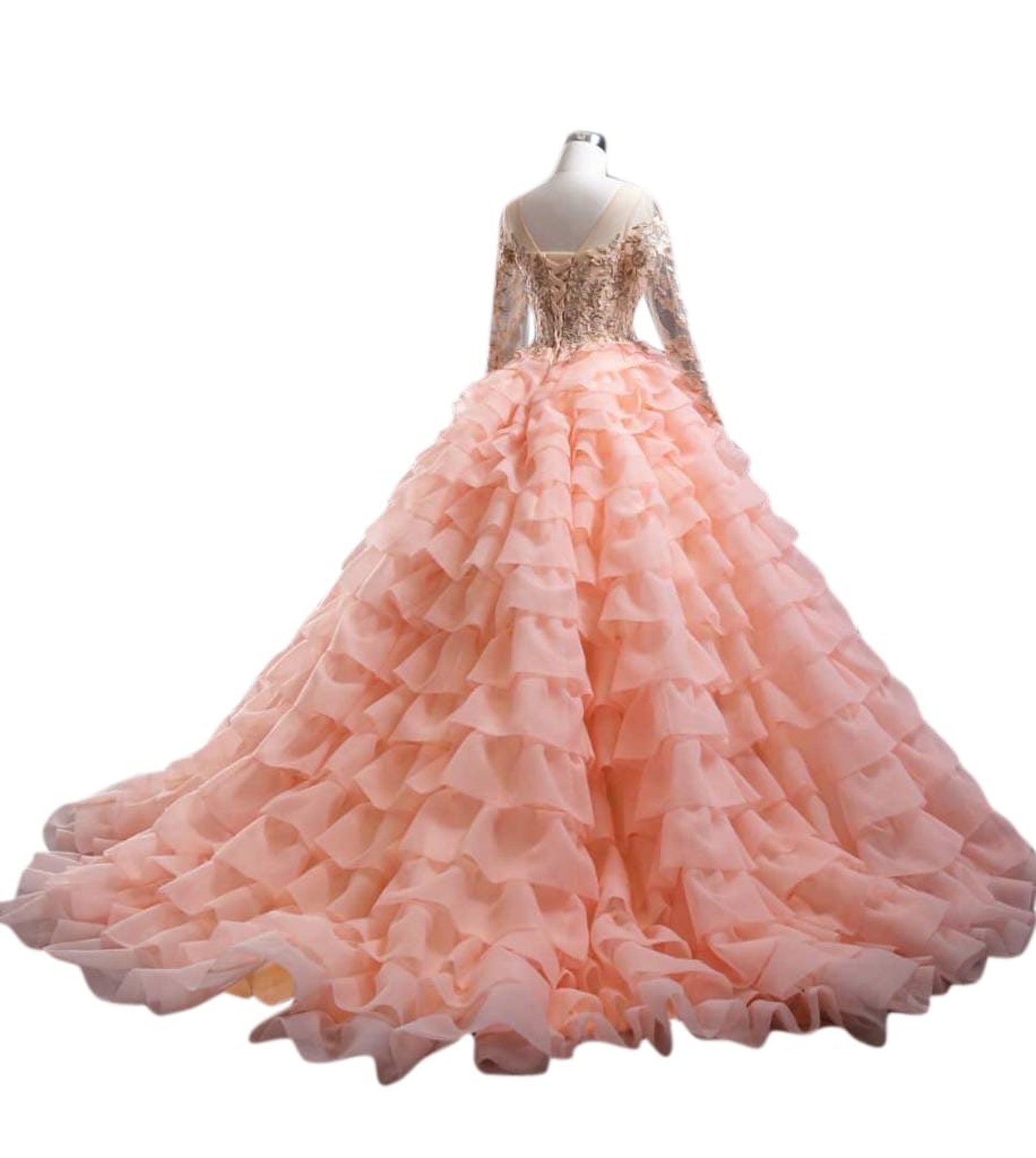 peach color ball gown