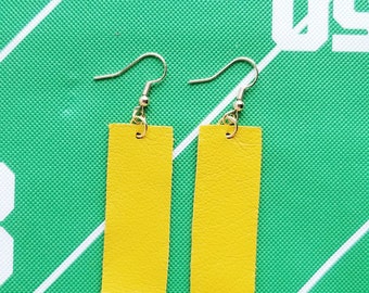 Rectangle genuine leather earrings