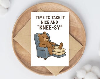 Funny Knee Surgery Get Well Card, Bear Pun (PDF Download)