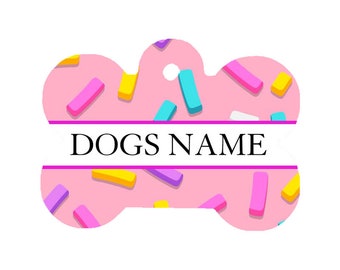 Personalised Pet ID Tag, Custom Pet ID Tag, Dog Tag, Reversible Pet ID Tag, Pink Sprinkle Pet Tag, Cat id tag