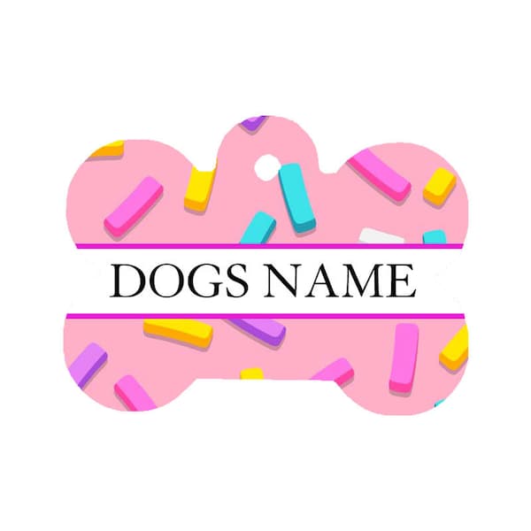 Personalised Pet ID Tag, Custom Pet ID Tag, Dog Tag, Reversible Pet ID Tag, Pink Sprinkle Pet Tag, Cat id tag