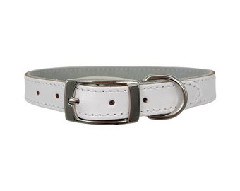 White Dog Collar, Soft Leather Dog Collar, Durable Dog Collar, Female Dog Collar, Large Dog Collar, Designer Dog Collar, Unisex Dog Collar