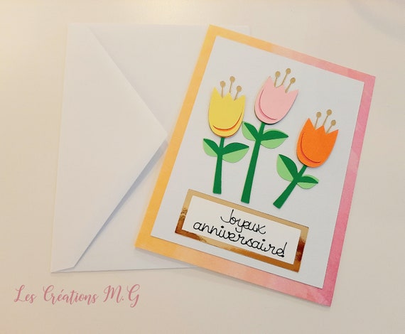 Carte D Anniversaire Tulipes Joyeux Anniversaire Etsy Carte D Anniversaire Tulipes Joyeux Anniversaire Etsy