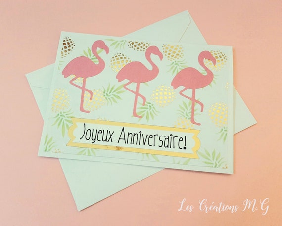 Carte D Anniversairejoyeux Anniversaire Flamant Etsy Carte D Anniversairejoyeux Anniversaire Flamant Etsy